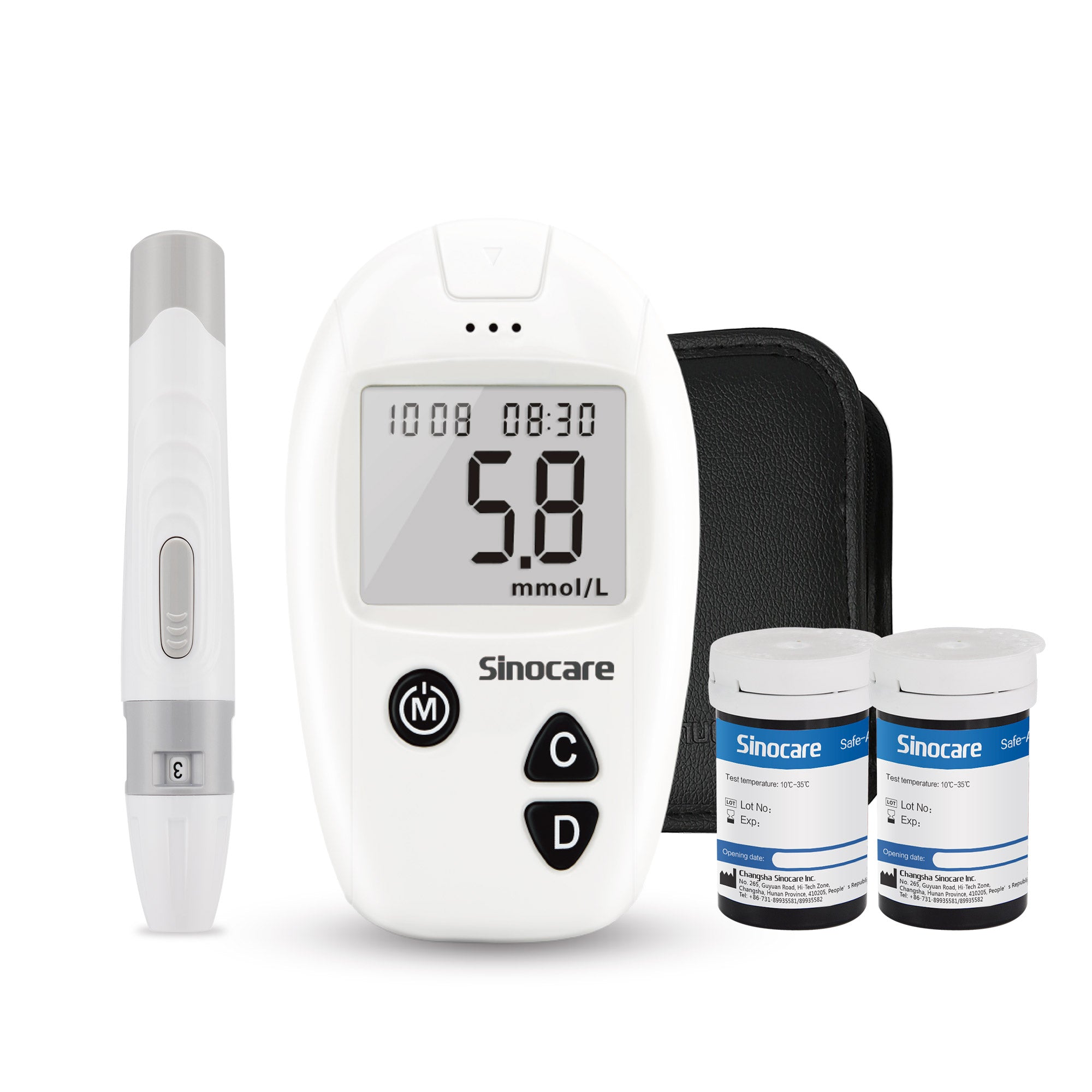 Monitor de glucosa en sangre Sinocare Safe Accu con gran capacidad de memoria y rendimiento de alto costo