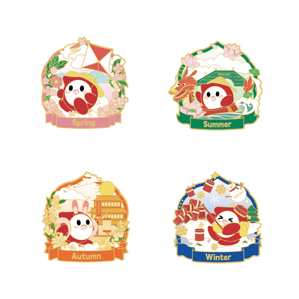 Sinocare Brand Four-Season Badge / Fridge Magnet Set
