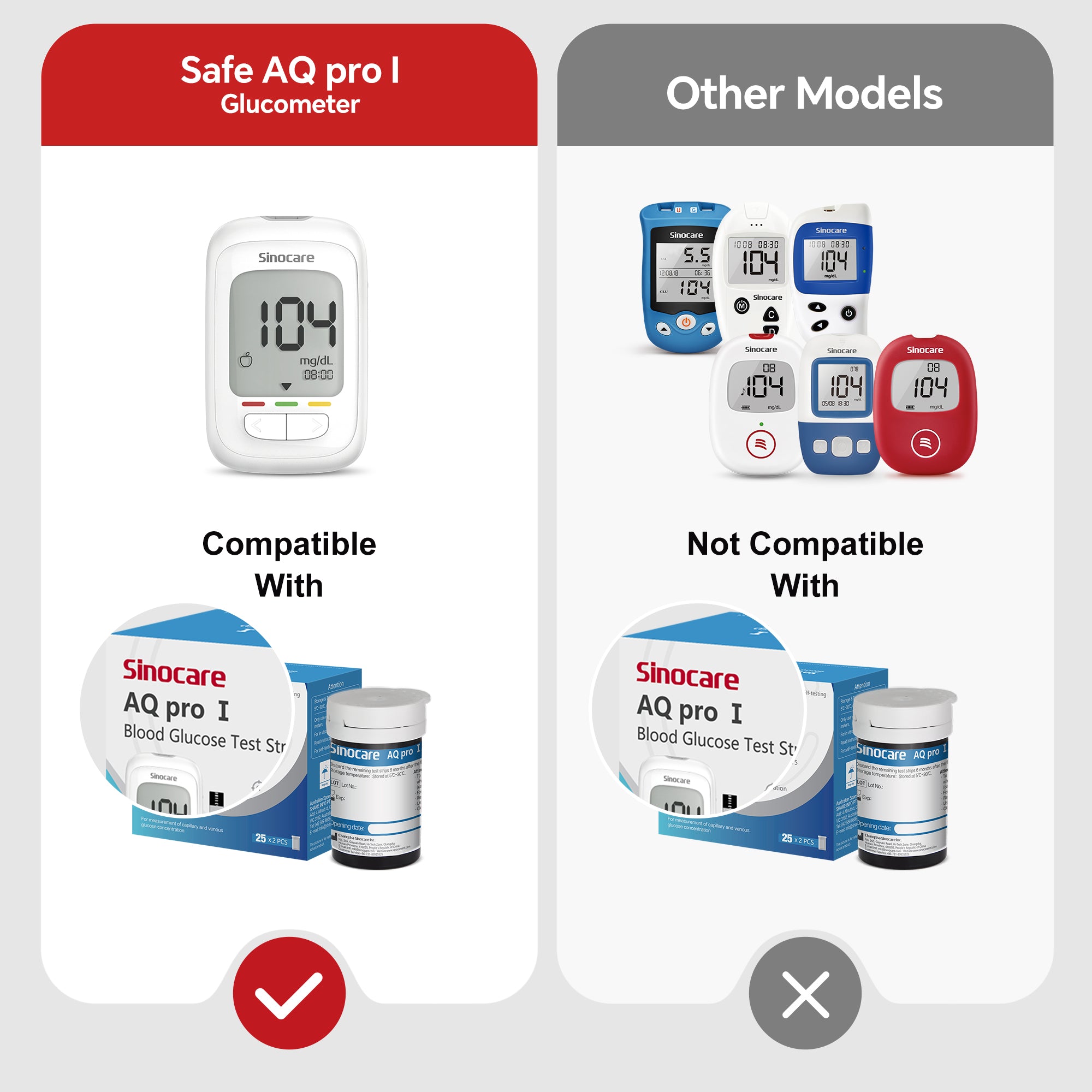 Sinocare Safe AQ Pro I lecteur de glycémie Kit de glucomètre testeur de diabète lecteur de glycémie médical ou uniquement bandelettes de Test lancettes