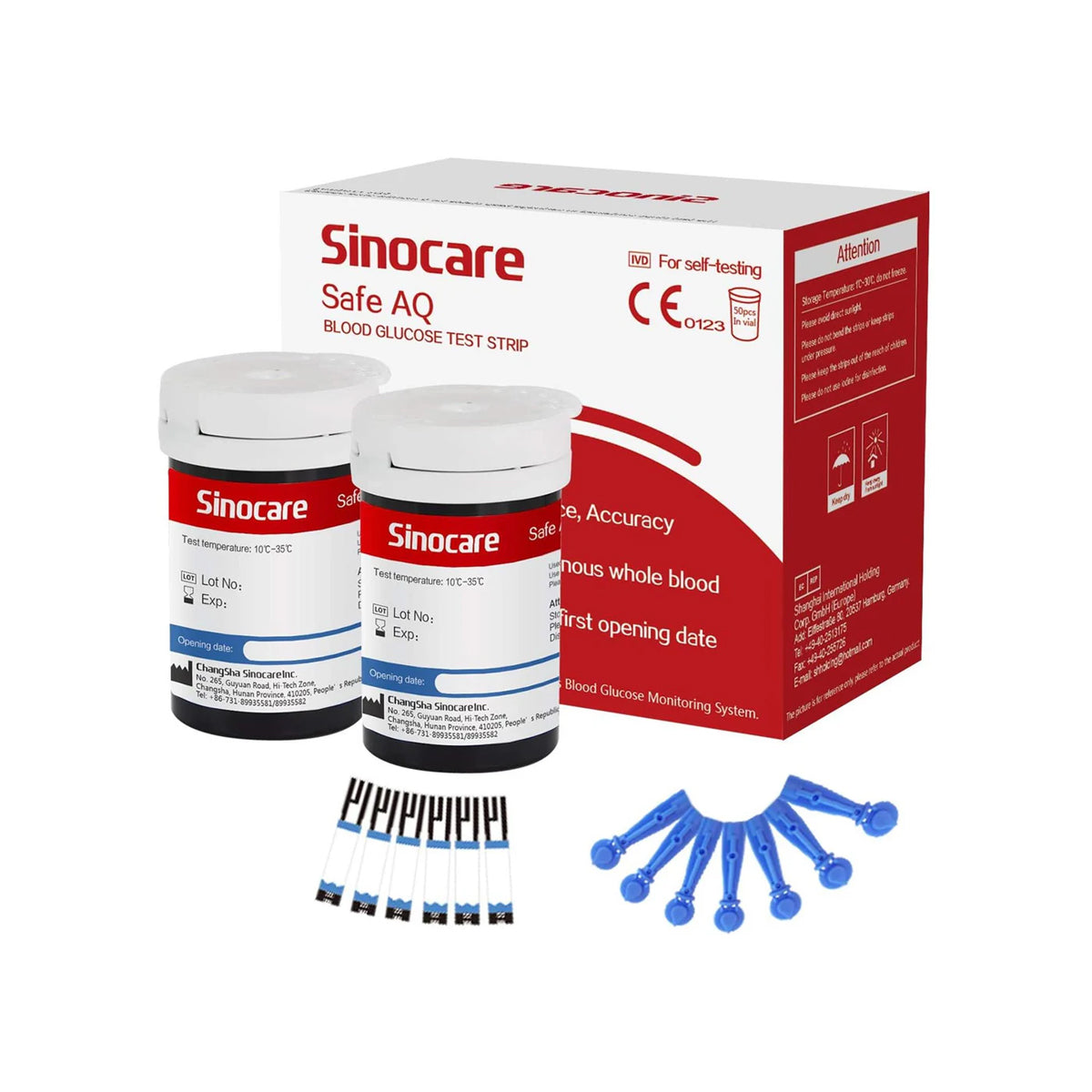 Sinocare Safe AQ Smart Blood Sugar Monitor – Portable, No Coding, Painless Diabetic Test Kit