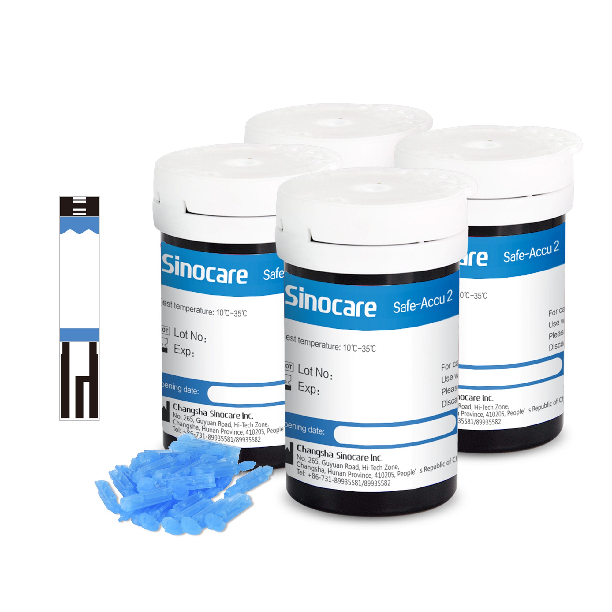 Monitor poziomu cukru we krwi Sinocare Safe Accu 2 z zaawansowaną technologią, 200 pamięci do śledzenia zmian wartości