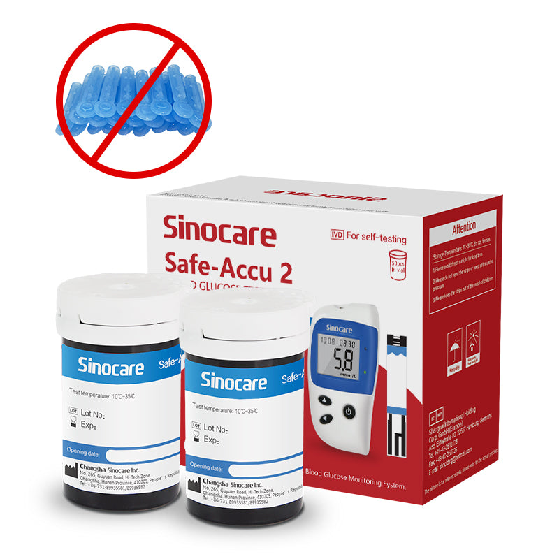 [50個] Sinocare 血糖テストストリップ ランセットなし