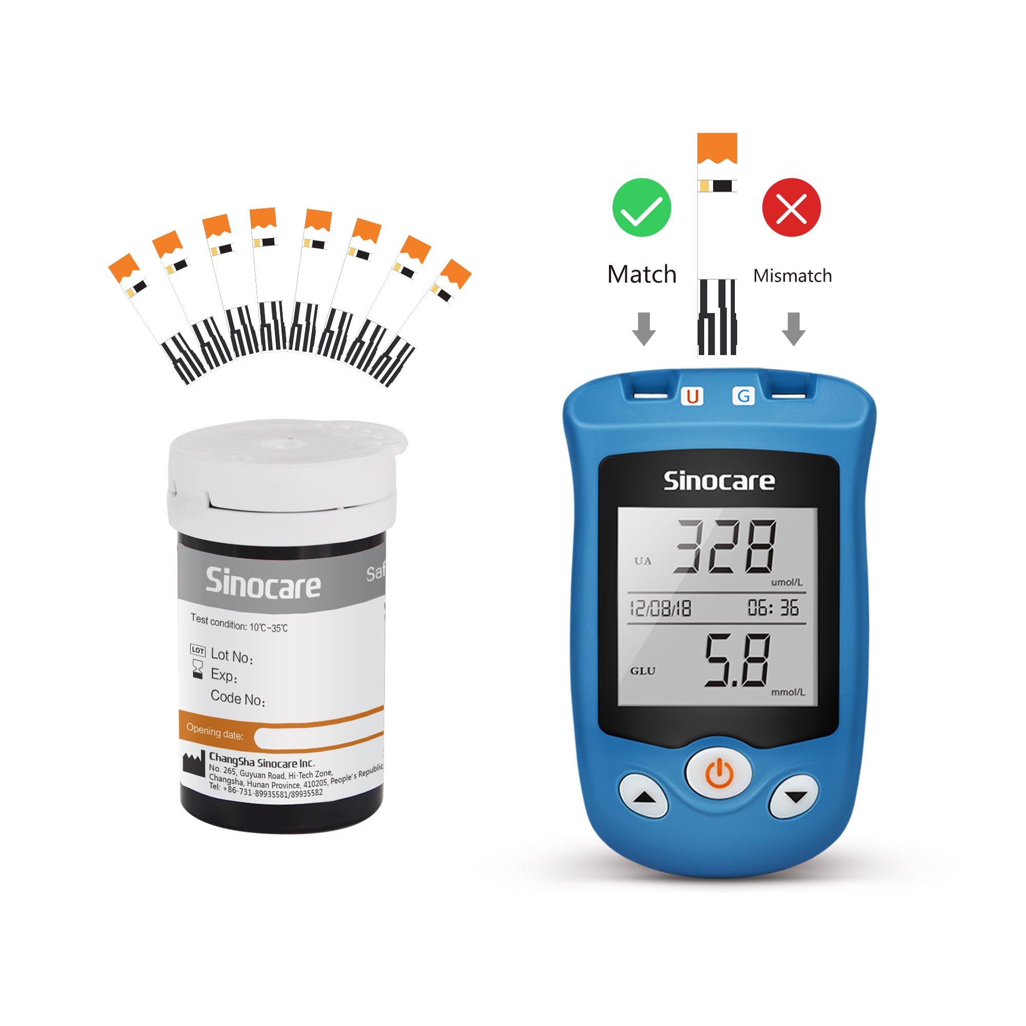 Sinocare Safe AQ UG Blood Glucose Uric Acid Meter with Advanced Test Strips Lancet for Multifunctions