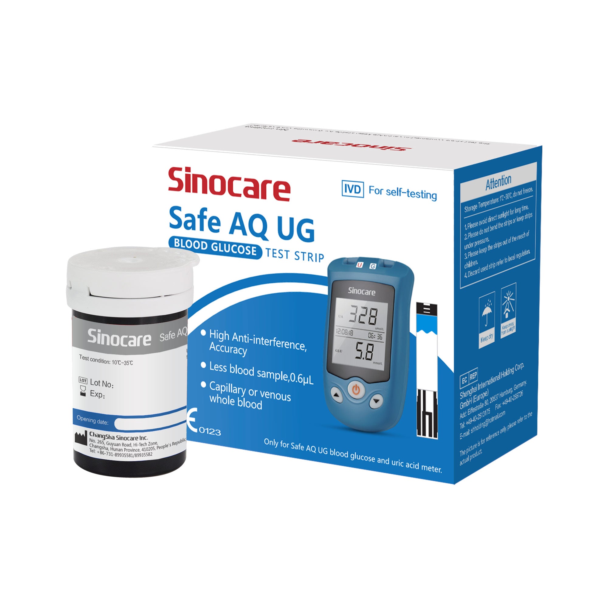 Sinocare Safe AQ UG Blood Glucose Uric Acid Meter with Advanced Test Strips Lancet for Multifunctions