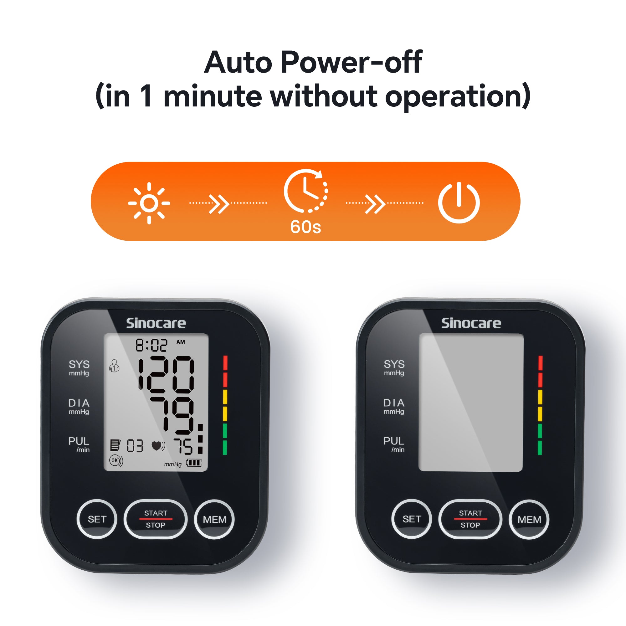 Sinocare Upper Arm Blood Pressure Monitor -Dual User Mode, Each 99  Memories