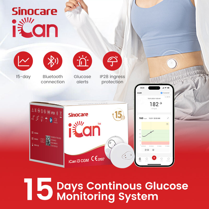 
                  
                    Load image into Gallery viewer, Sinocare iCan i3 CGM 15 Days Continuous Glucose Monitoring Automatical Measuring via iCan CGM App(Full Kit) Use 20% OFF Code TPCw6
                  
                
