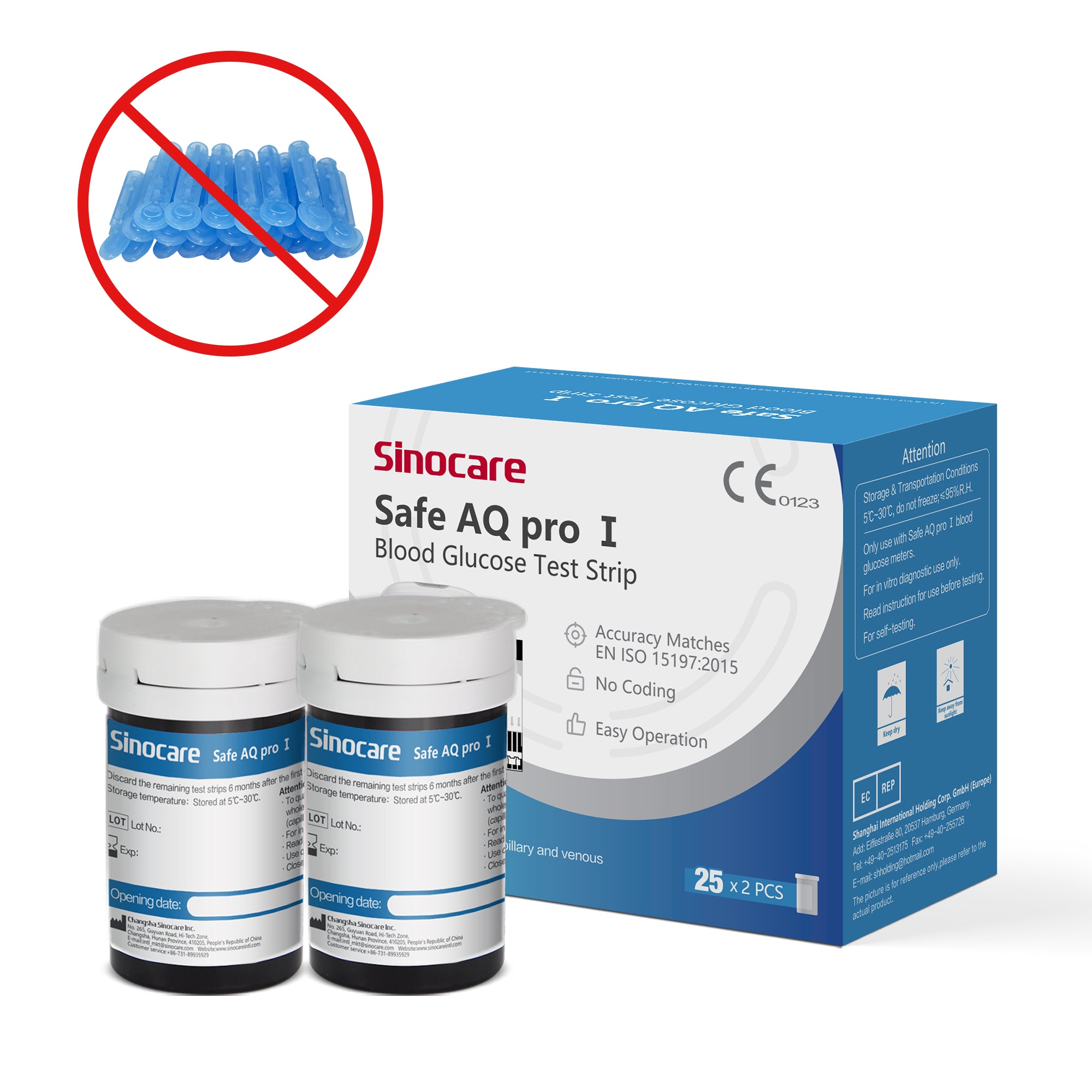 Sinocare ランセットなし血糖テスト ストリップ