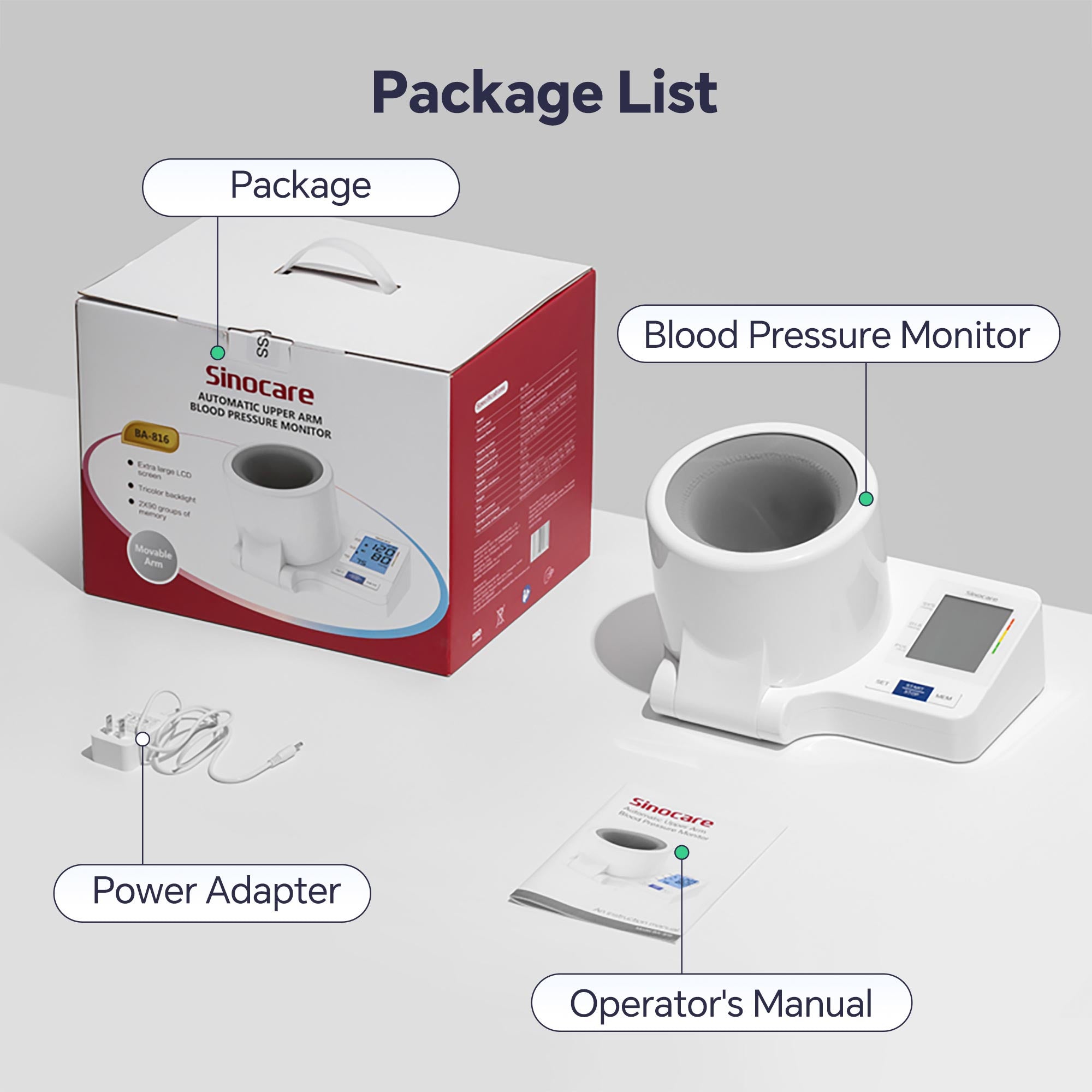 Sinocare BA-816 Automatic Upper Arm Blood Pressure Monitor