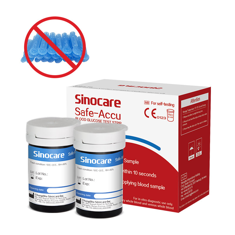 Sinocare ランセットなし血糖テスト ストリップ