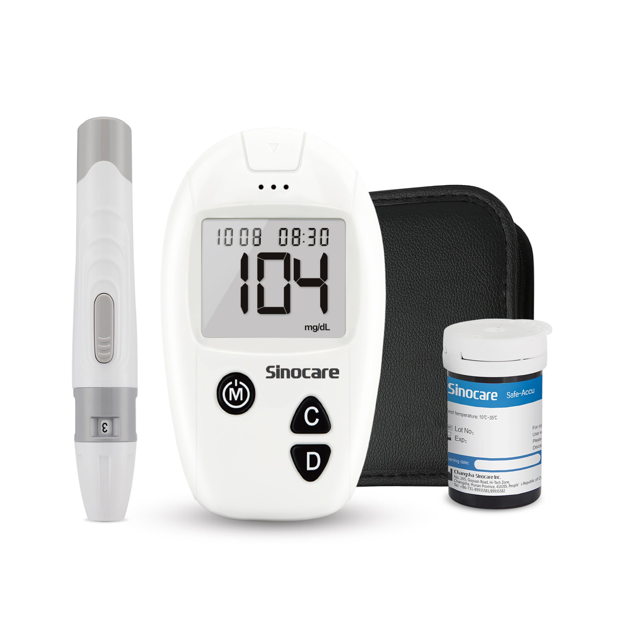 Monitor de glucosa en sangre Sinocare Safe Accu con gran capacidad de memoria y rendimiento de alto costo