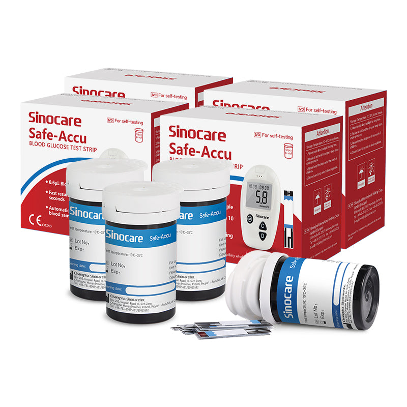 [200pcs] Tiras de Teste de Glicose para Medidor de Glicose Sinocare com lancetas grátis