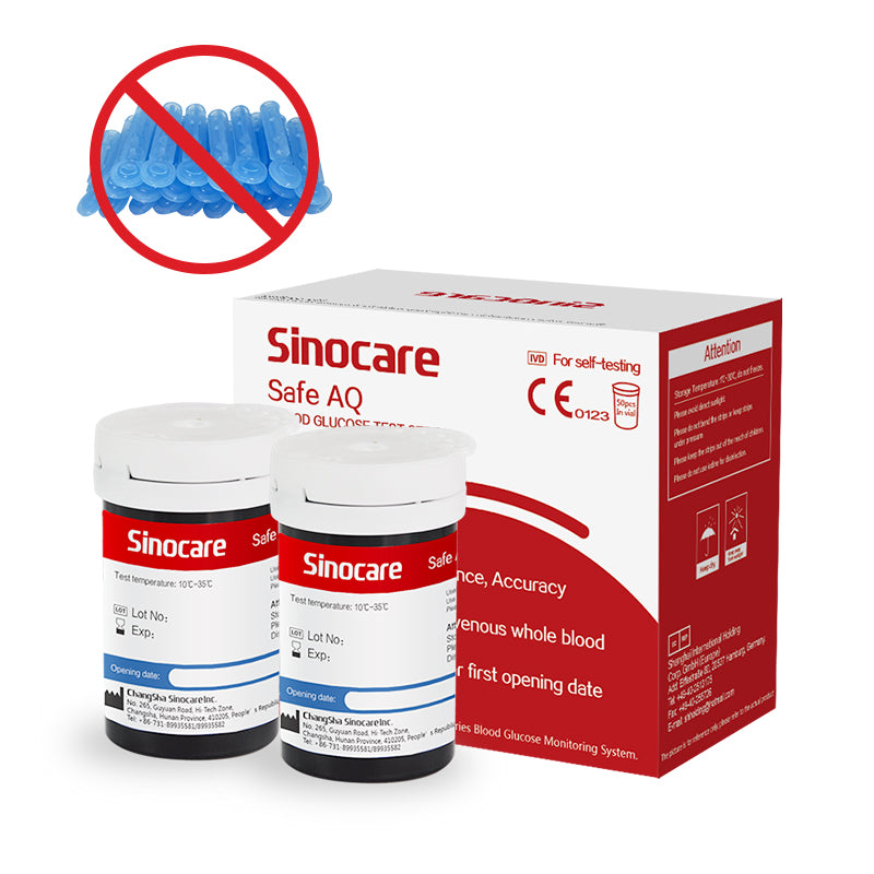 [50個] Sinocare 血糖テストストリップ ランセットなし