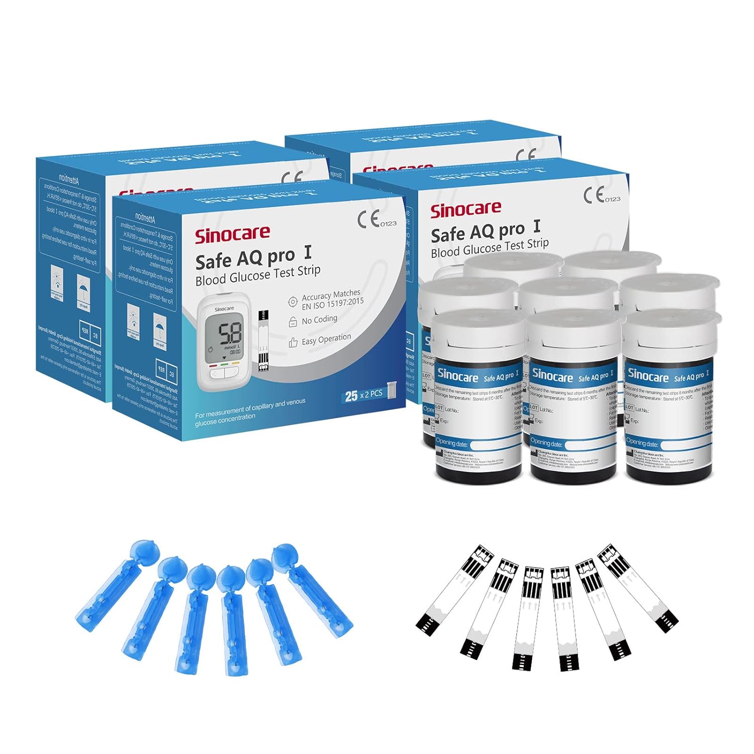 [200pcs] Tiras de Teste de Glicose para Medidor de Glicose Sinocare com lancetas grátis