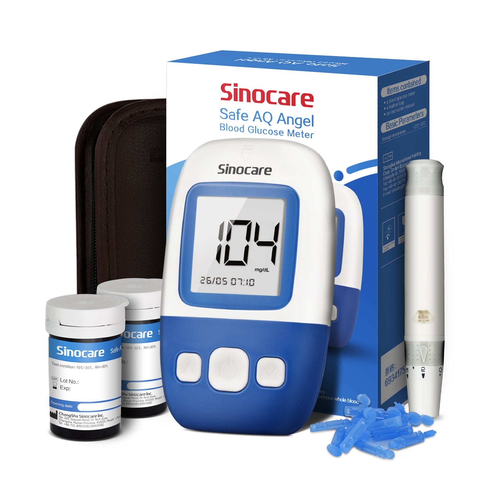 Sinocare Blood Glucose Monitor Safe AQ Angel Kit