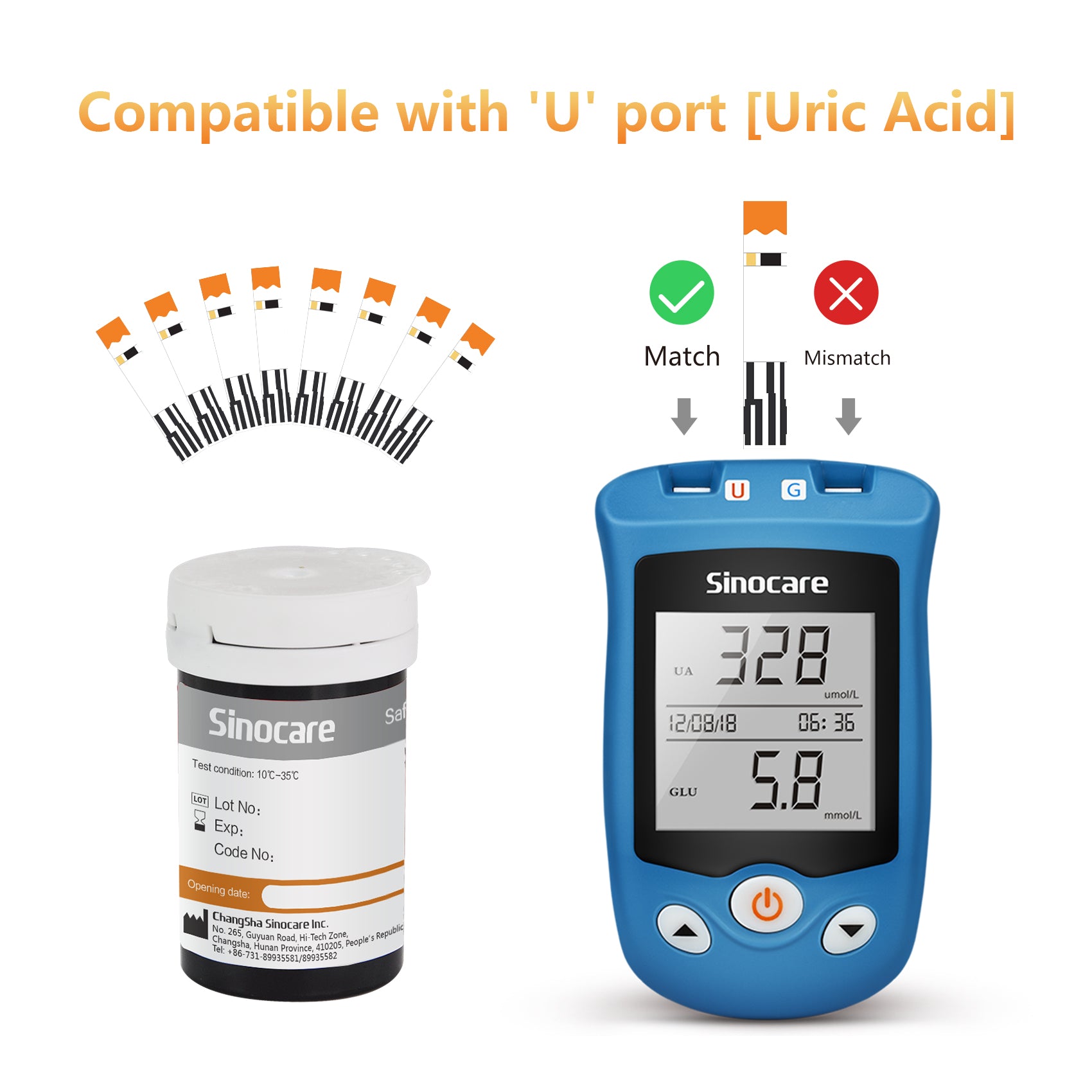 Sinocare Safe AQ UG Blood Glucose Uric Acid Meter with Advanced Test Strips Lancet for Multifunctions