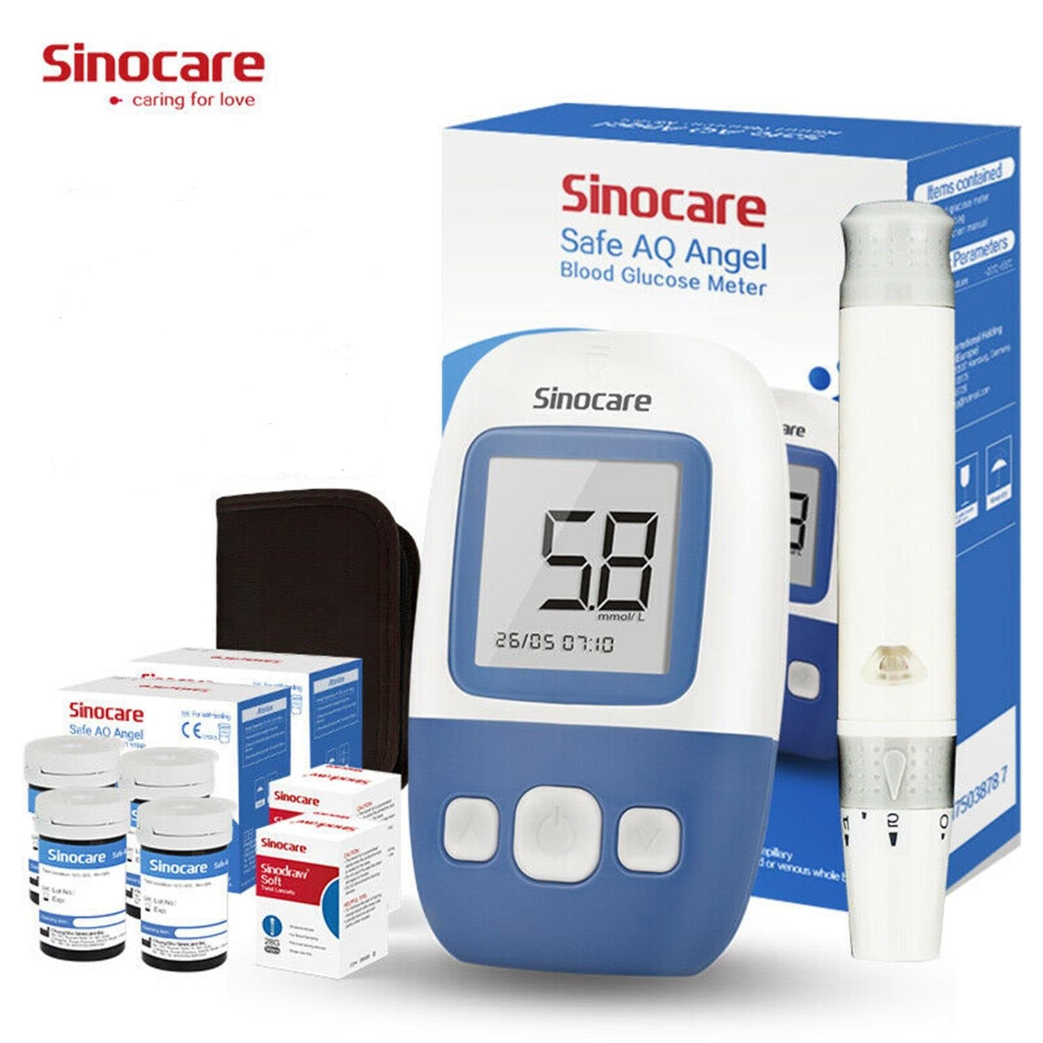 Sinocare Blood Glucose Monitor Safe AQ Angel Kit