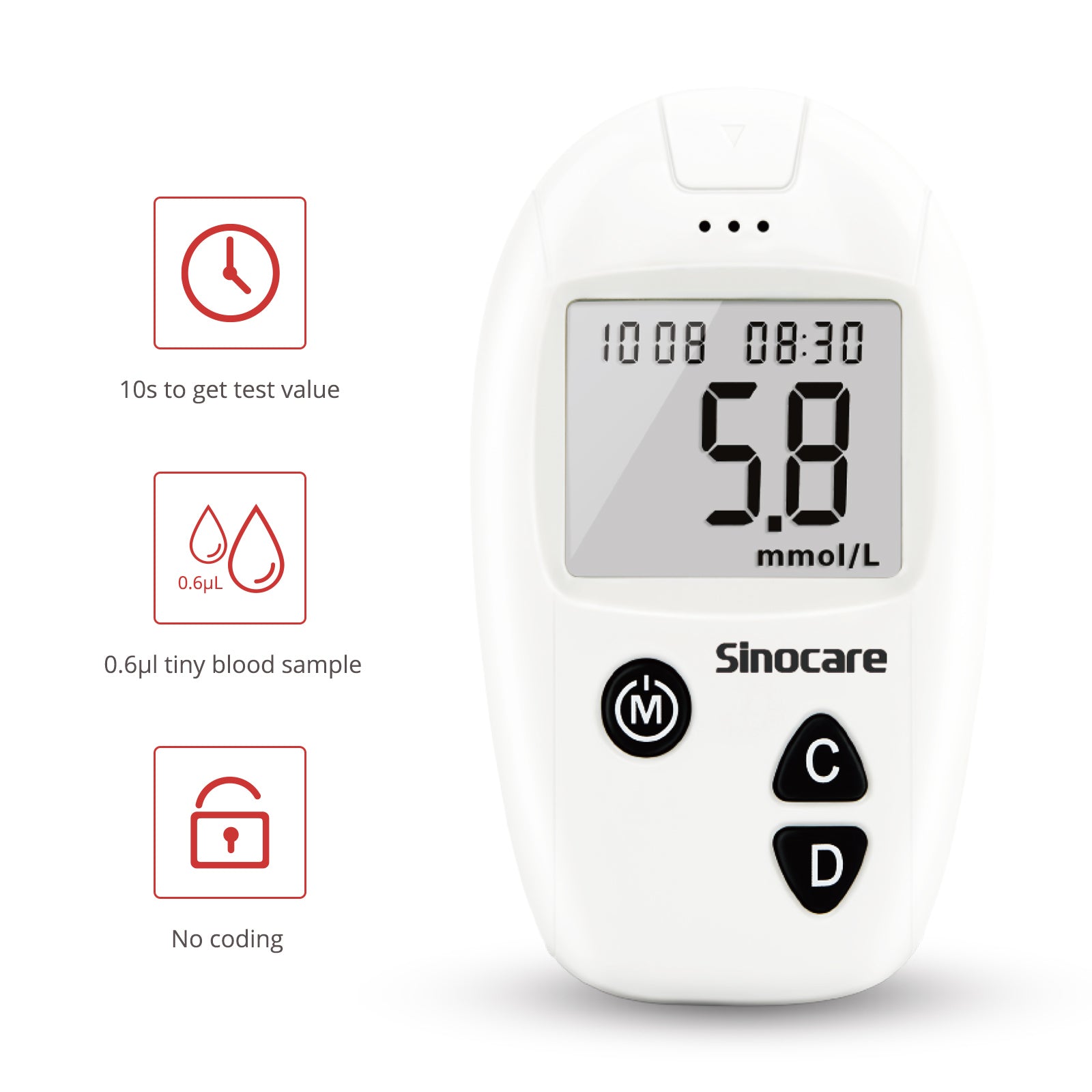 Sinocare Safe Accu with no-coding and accurate results