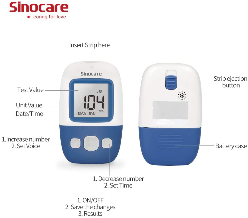 Sinocare Blood Glucose Monitor Safe AQ Angel