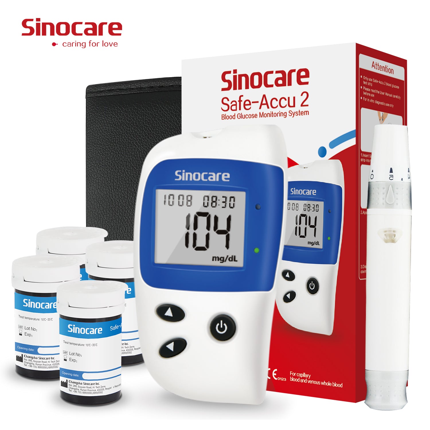 Sinocare Blood Sugar Monitor Safe Accu 2 kit