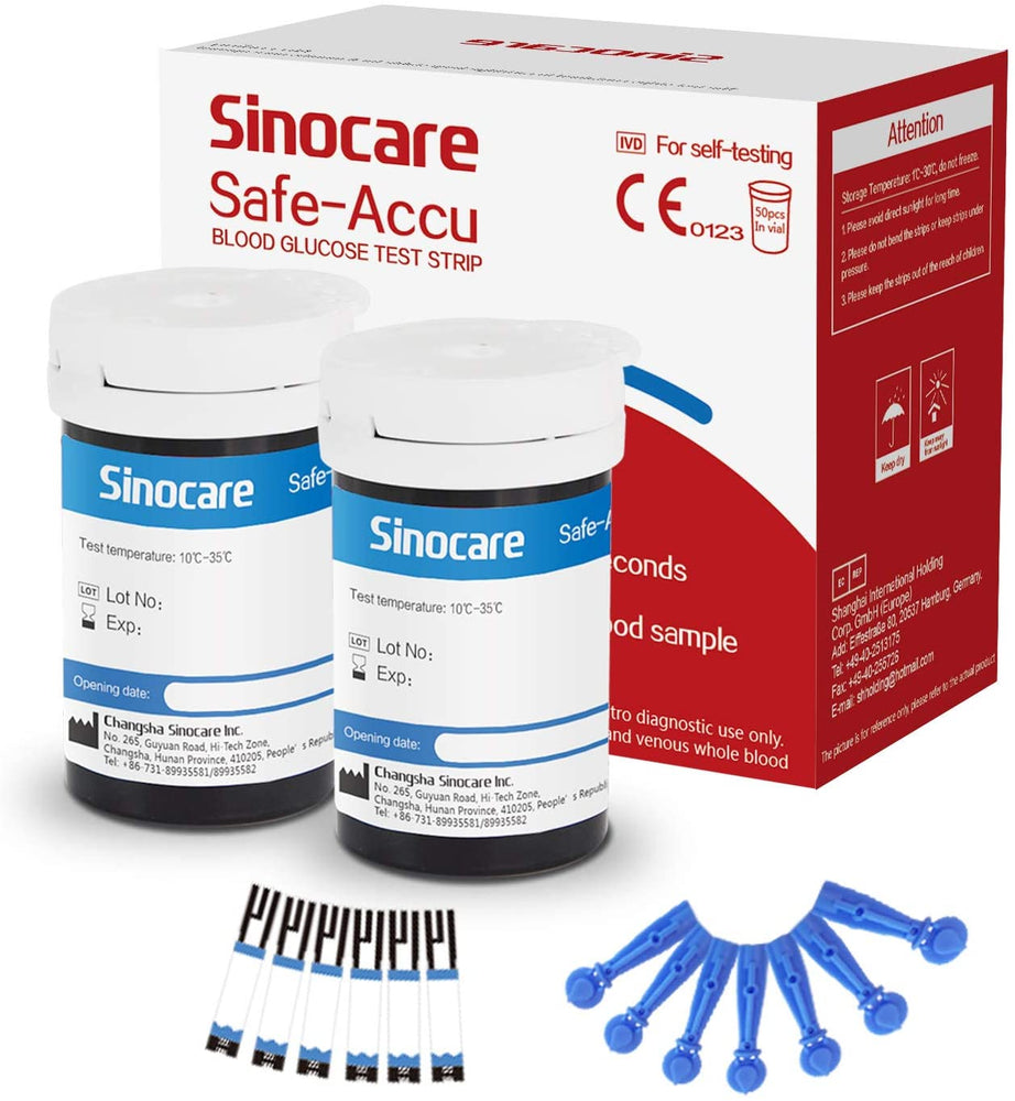 
                  
                    Load image into Gallery viewer, [50pcs] Sinocare Blood Glucose Test Strips with free lancets
                  
                