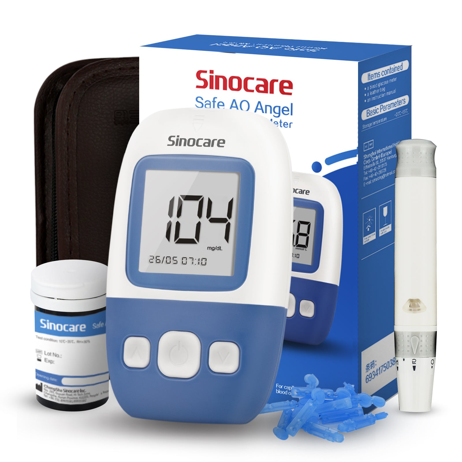 Sinocare Blood Glucose Monitor Safe AQ Angel Kit