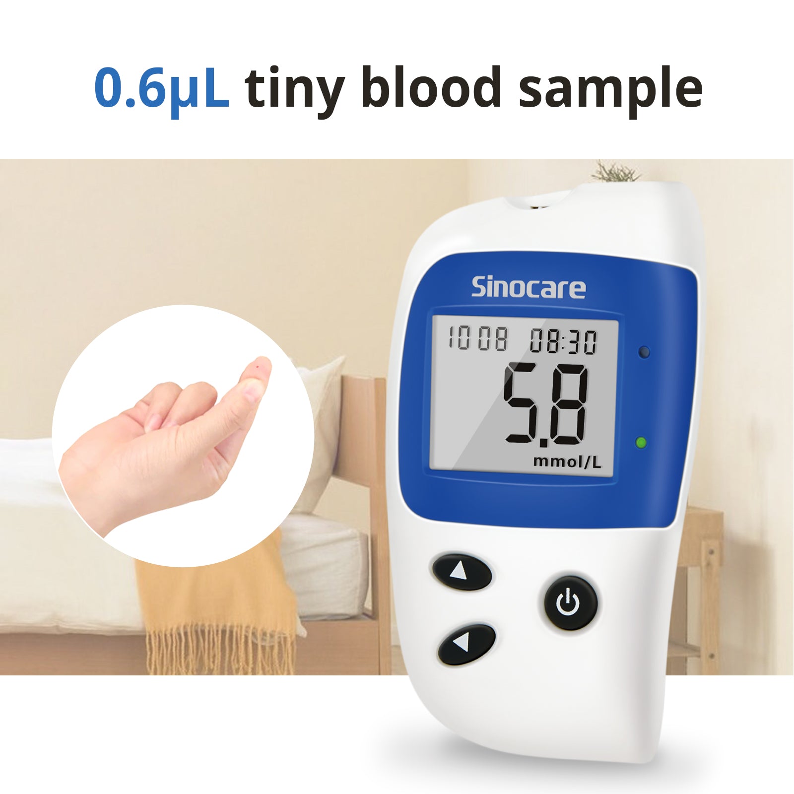 Sinocare Blood Sugar Monitor Safe Accu 2 with painless lancing device