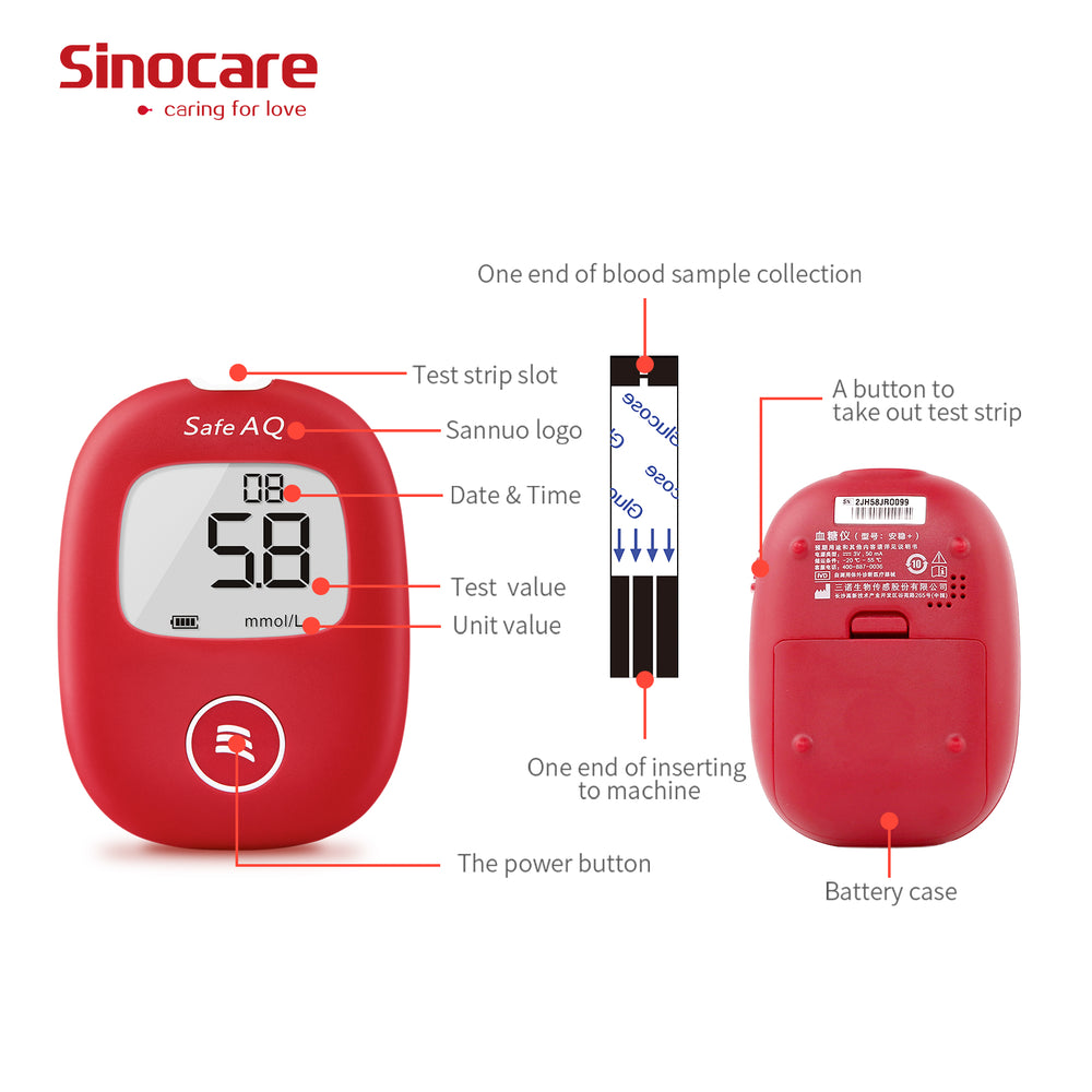 
                  
                    Załaduj obraz do przeglądarki galerii, Inteligentny glukometr Sinocare Safe AQ, wygodny do noszenia i bezbolesny test
                  
                