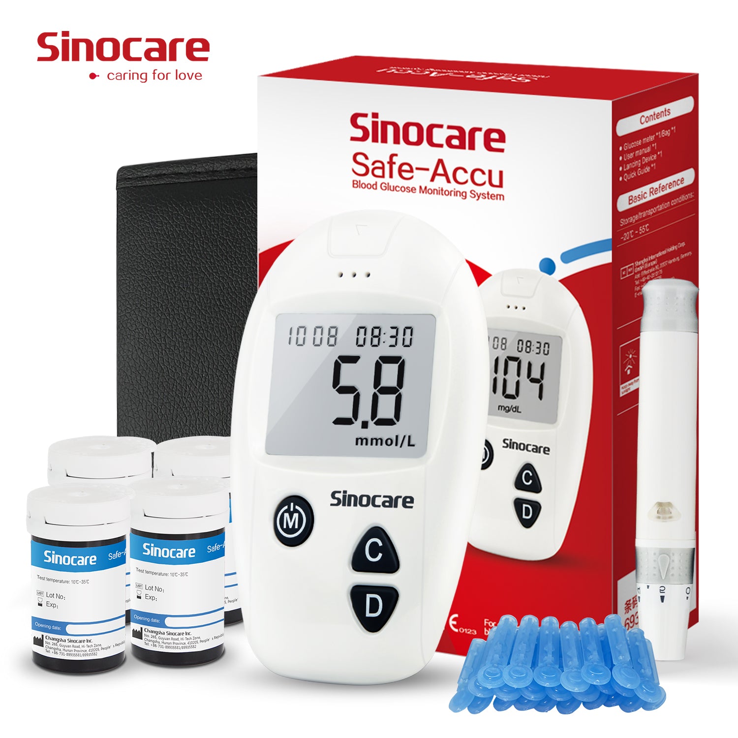 Sinocare Blood Glucose Monitor Kit of Safe Accu